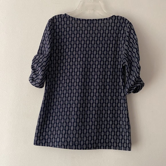 Ann Taylor Navy Office Career Top & Cinched Sleeves Size Extra Small XS NWOT - Picture 2 of 7